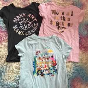 Gap & Cat and Jack girls medium 6-7 6X unity T-shirts ART, TOGETHERNESS tween
